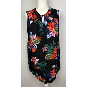 Old Navy Womens Tunic Top Blouse Shirt Womens XL Black Floral